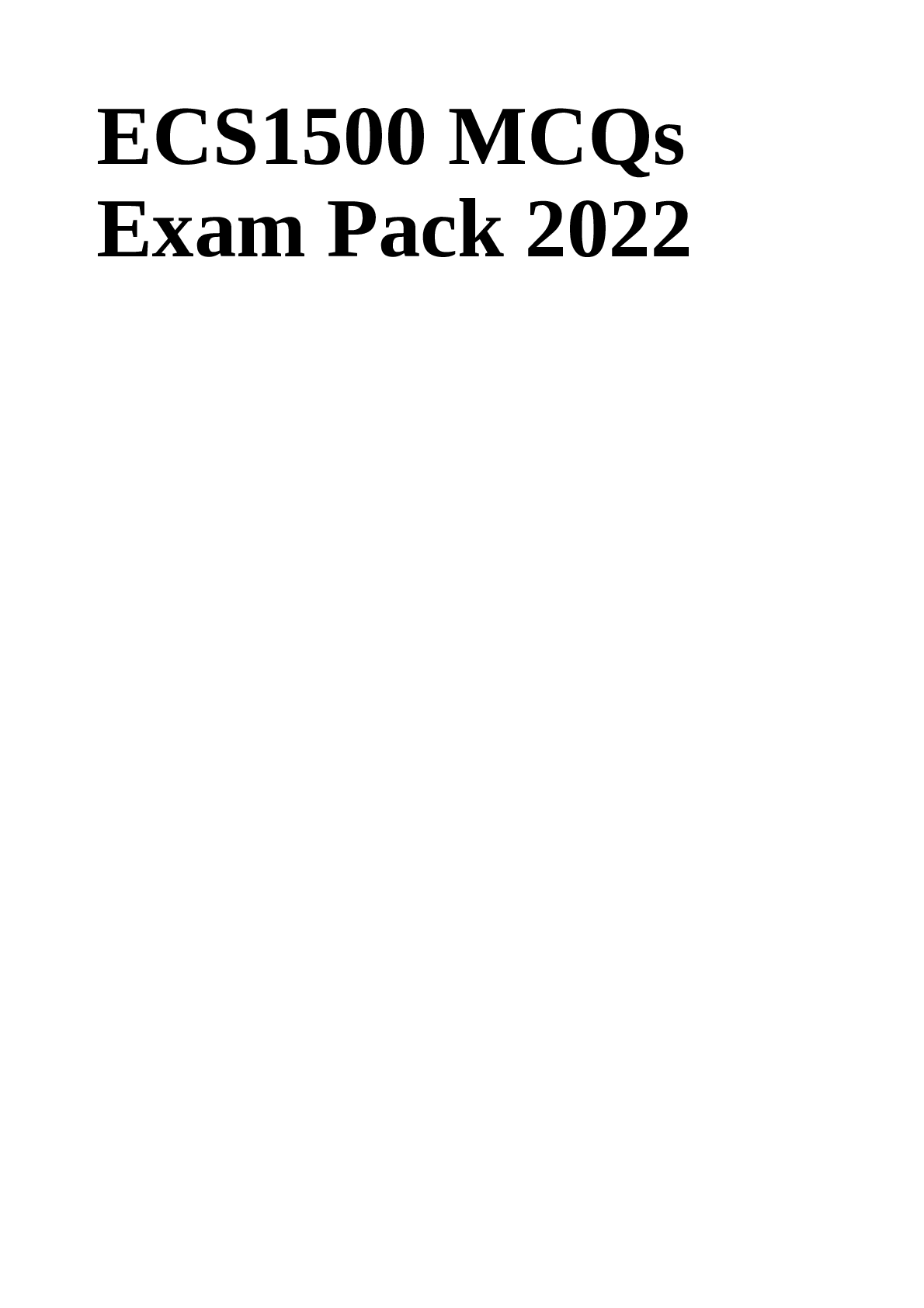 Preview of Economics, ECS1500 MCQs, Exam Pack 2022,
